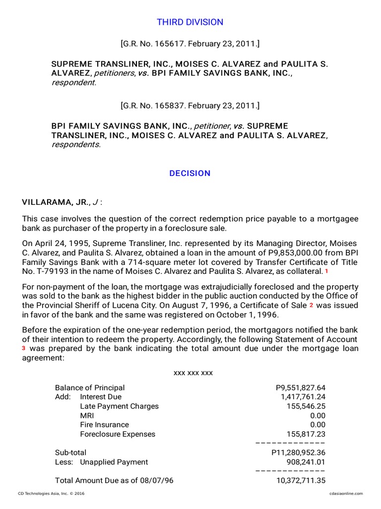 Foreclosure Redemption Price Dispute | PDF | Mortgage Law | Foreclosure