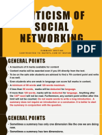Criticism of Social Networking: Summary Writing