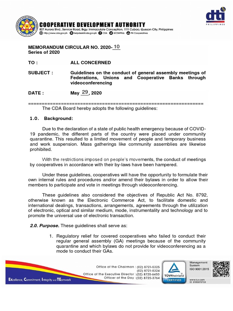 Guidelines for Virtual General Assemblies | PDF | Proxy Voting ...