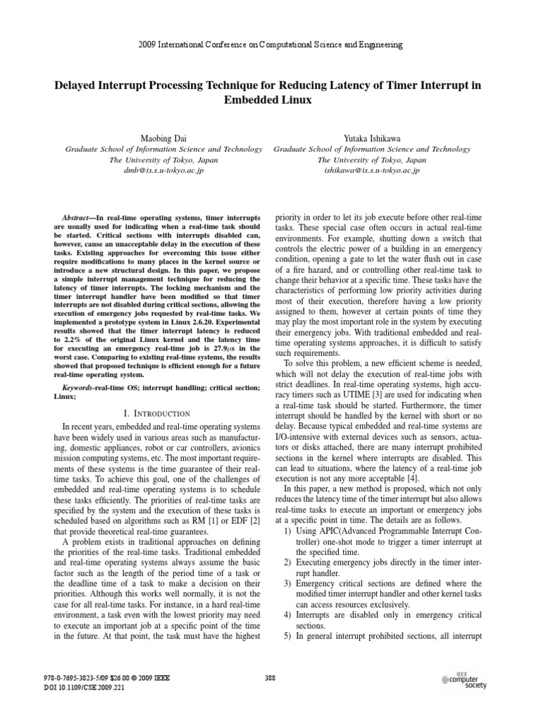 Delayed Interrupt Processing Technique For Reducing Latency of Timer ...