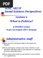 Sosc A821F Social Sciences Perspectives: What Is Politics?