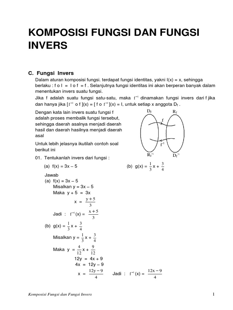 Fungsi Invers dan Komposisi Fungsi | PDF | Metode & Bahan Ajar