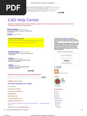 Cad Help Center Ug License Installation Error Solution Auto Cad Port Computer Networking