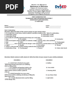 HANDICRAFTS summative test for print