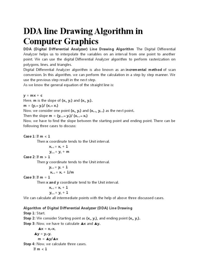 DDA & Bresenham's Line Drawing Algorithm | PDF | Mathematical Objects ...