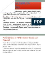 Federalism in Ethiopia: Devolution: - The Moving of Power or Responsibility From Main