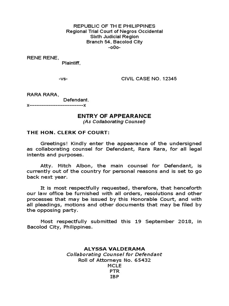 Entry of Appearance (As Collaborating Counsel) PDF
