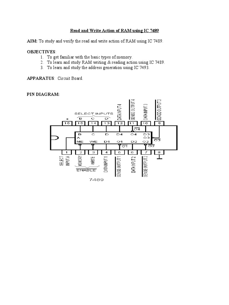 RAM Read/Write with IC 7489 | PDF | Random Access Memory | Switch