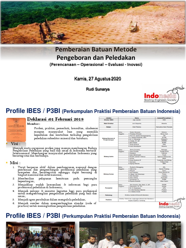 Webinar Series - Pemberaian Batuan Metode Drill&Blast - Rudi Sunarya | PDF