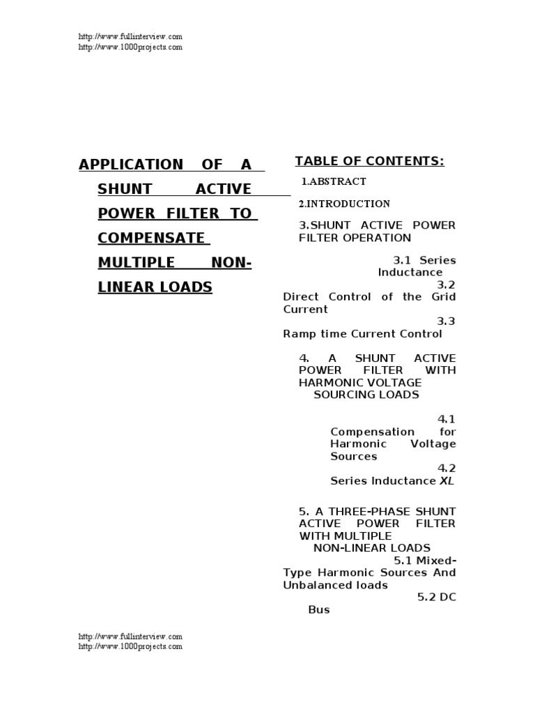 Shunt Active Power Filter for Non-Linear Loads | PDF | Power Inverter ...