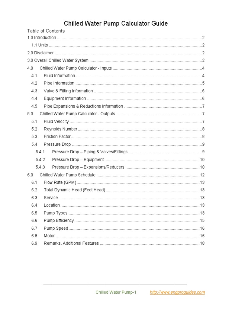 Chilled Water Pump Calculator Guide | PDF | Pump | Horsepower