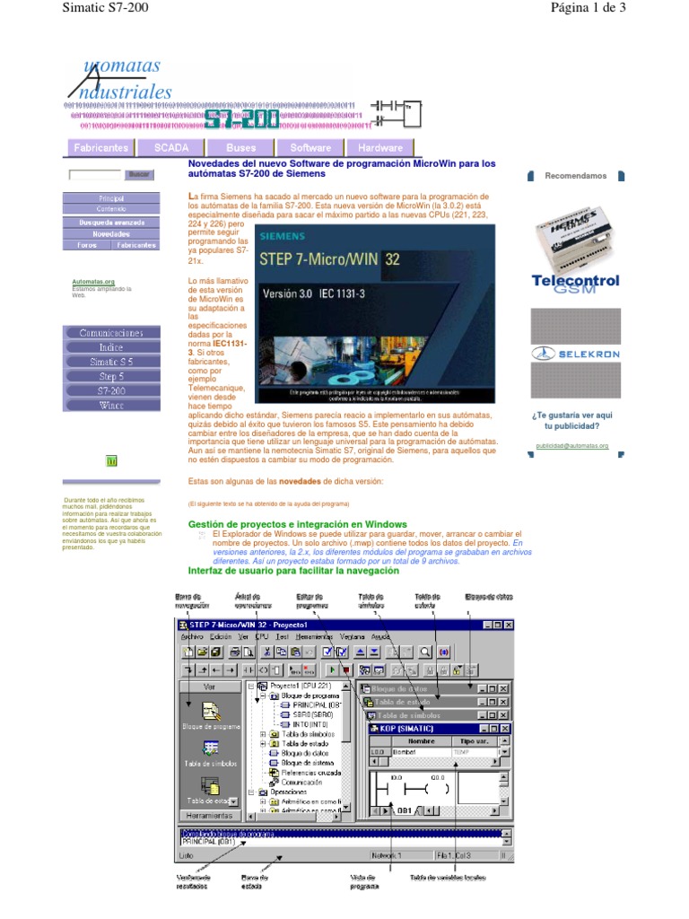 Software de Programación MicroWin para Los Autómatas S7-200 de Siemens ...
