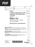 Edexcel November 2005 ICT Paper 2H