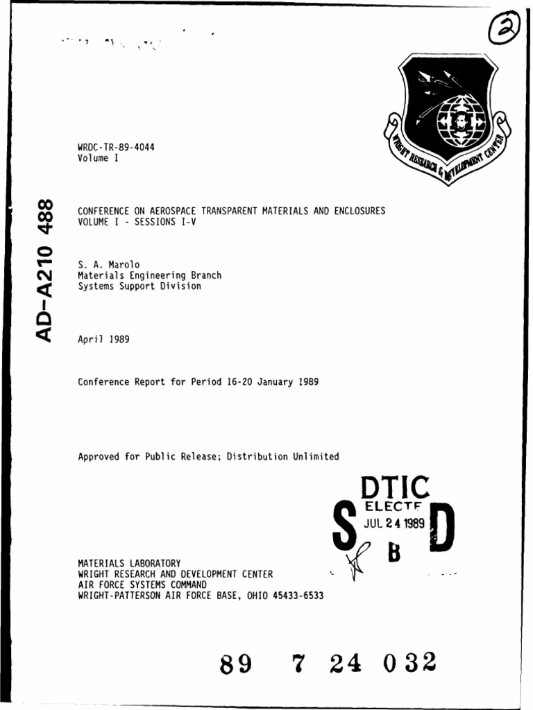 ADA210488 | PDF | Poly(Methyl Methacrylate) | Aircraft