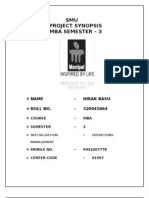 SMU MBA Project Synopsis Discusses Manufacturing Optimization Strategy