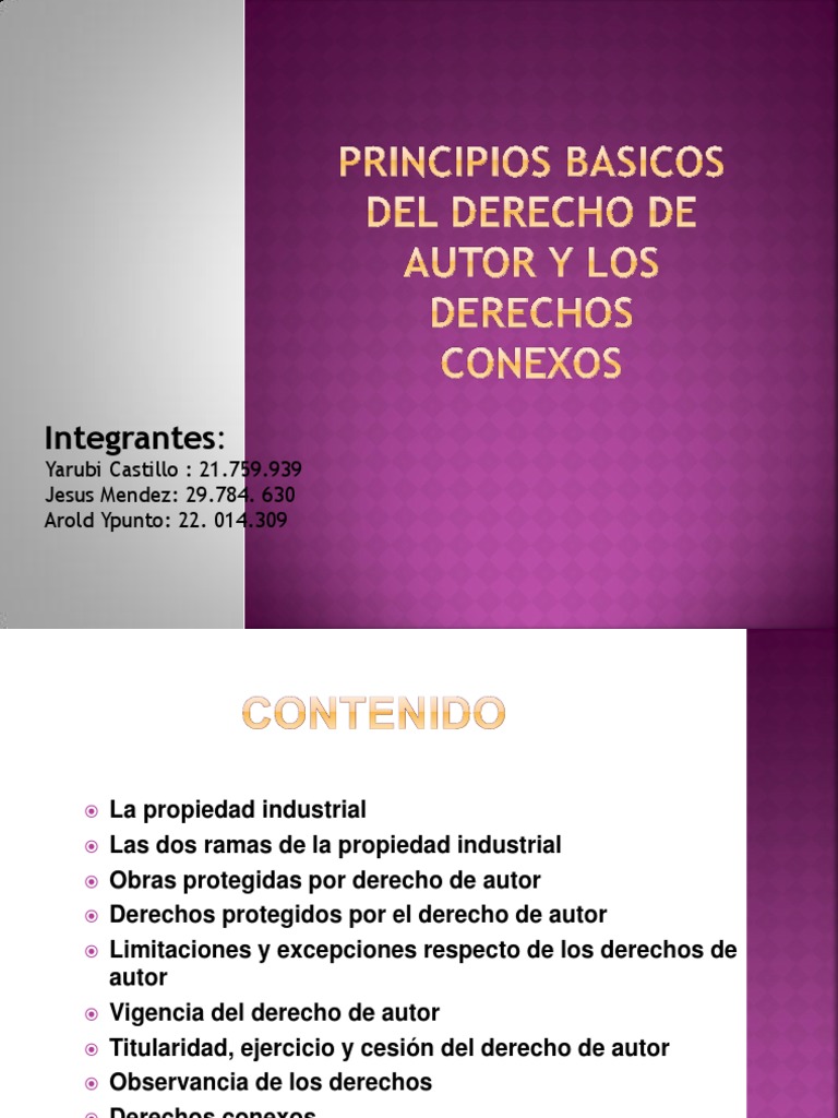 Principios del Derecho de Autor y Conexos | PDF | Derechos de autor ...