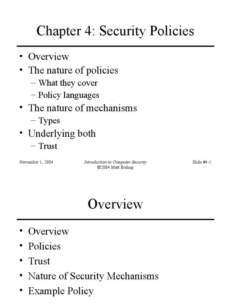 Chapter 4: Security Policies: - Overview - The Nature of Policies | PDF ...