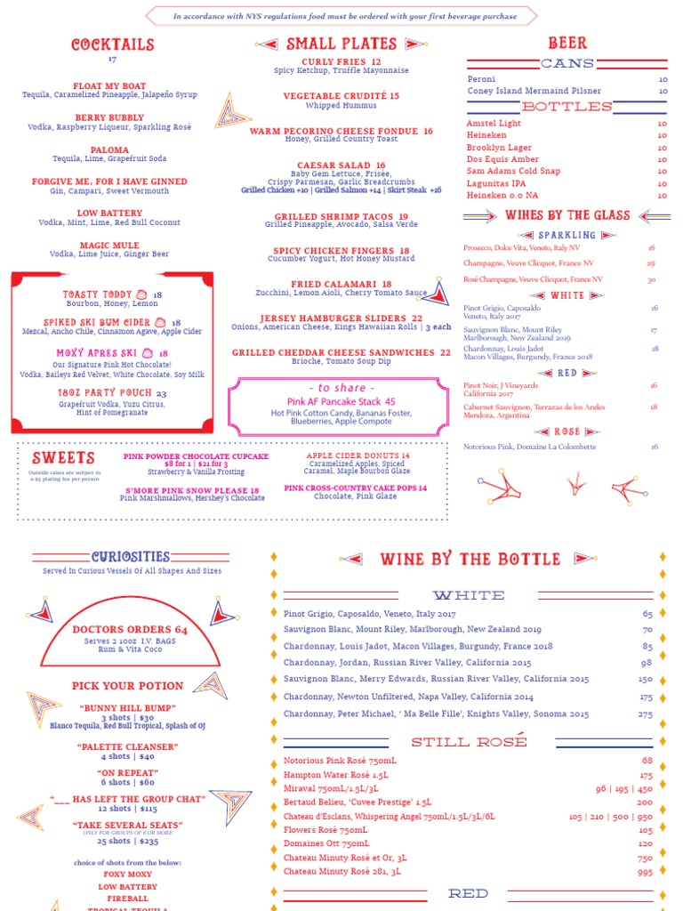 Nightclub Menu: Small Plates & Drinks | PDF | Champagne | Alcoholic Drinks