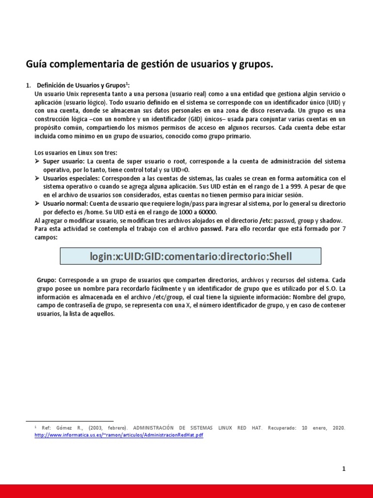 Gestión de Usuarios y Grupos Linux | PDF | Usuario (informática ...