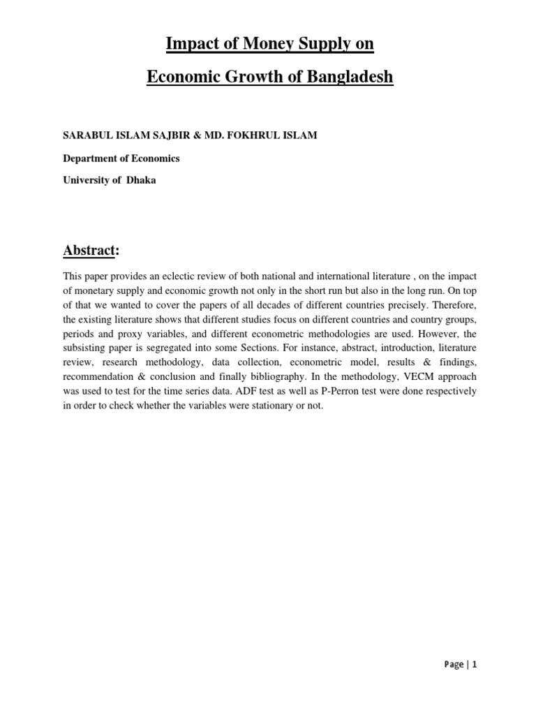 Money Supply's Impact on Bangladesh's Growth | PDF | Money Supply ...