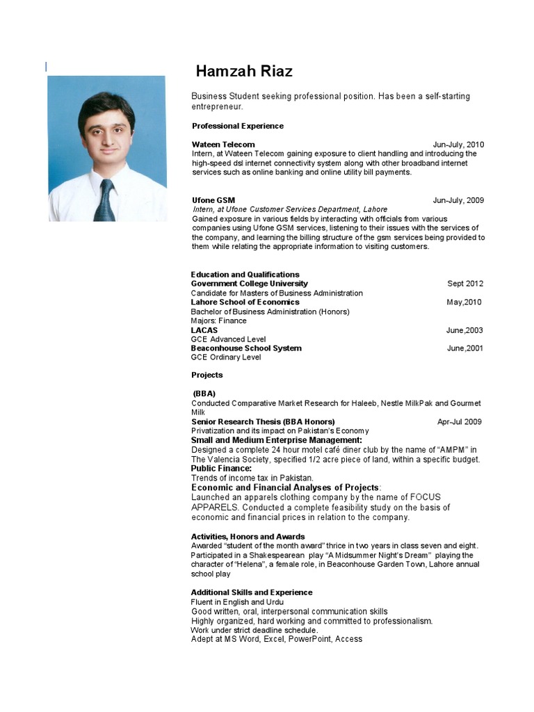 Hamzah Riaz BBA Honours Banking and Finance | PDF | Economies