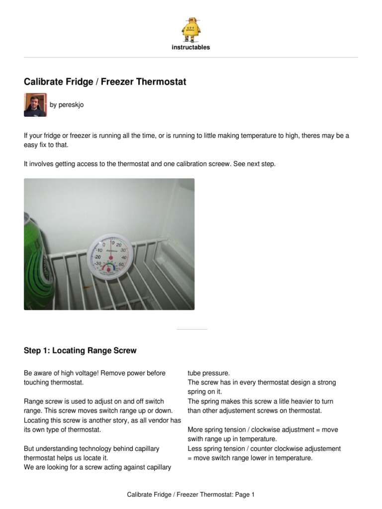 Calibrate Fridge / Freezer Thermostat - Instructables