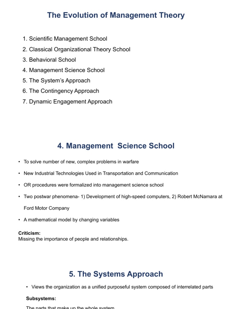 Overview of Management Theory Evolution | PDF