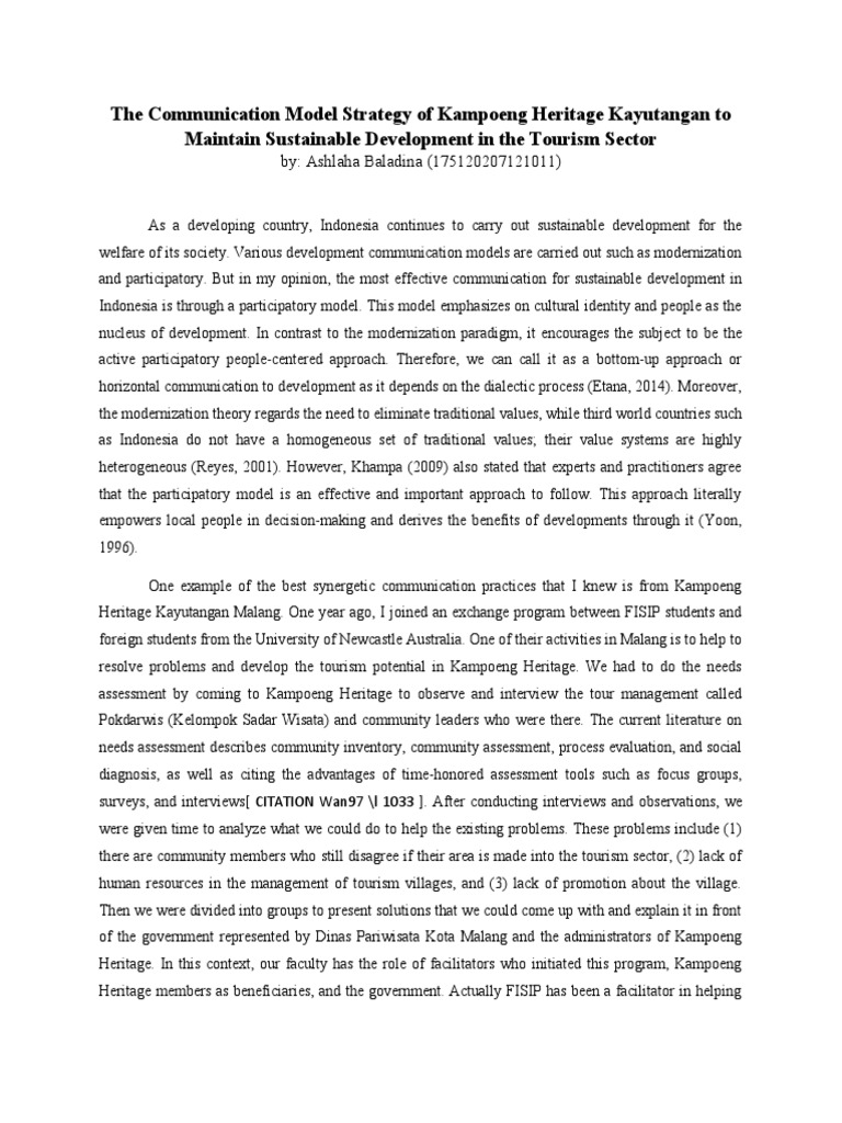Sustainable Tourism Communication Model | PDF | Modernization Theory ...