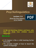 How children acquire language according to psycholinguistics lecture
