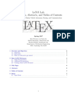 Title Pages Abstracts and Table of Contents in Latex