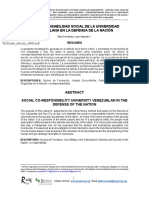 CORRESPONSABILIDAD SOCIAL DE LA UNIVERSIDAD VENEZOLANA EN LA DEFENSA DE LA NACIÓN Báez Juan - Articulo - Id492