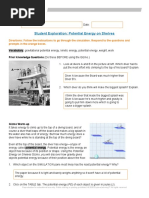 Student Exploration: Potential Energy On Shelves