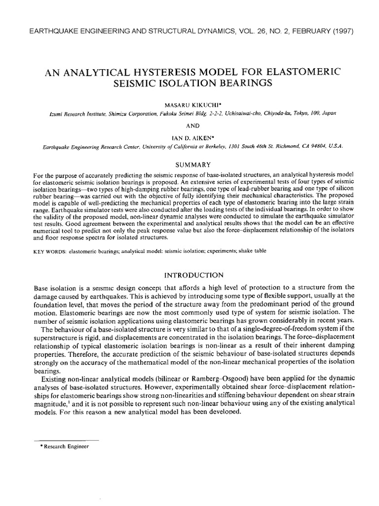 (KIKUCHI) An Analytical Hysteresis Model For Elastomeric Seismic