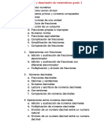 Contenidos y Desempeño de Matemáticas Grado 5