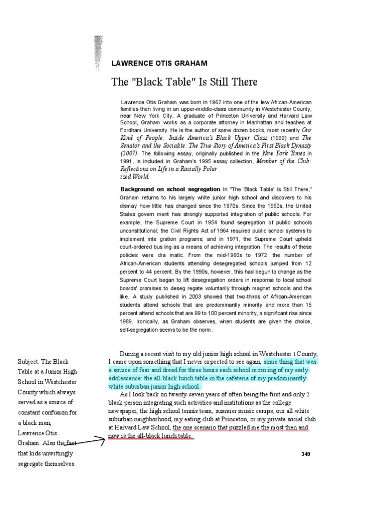 The Black Table Is Still There HW PDF Discrimination Politics And