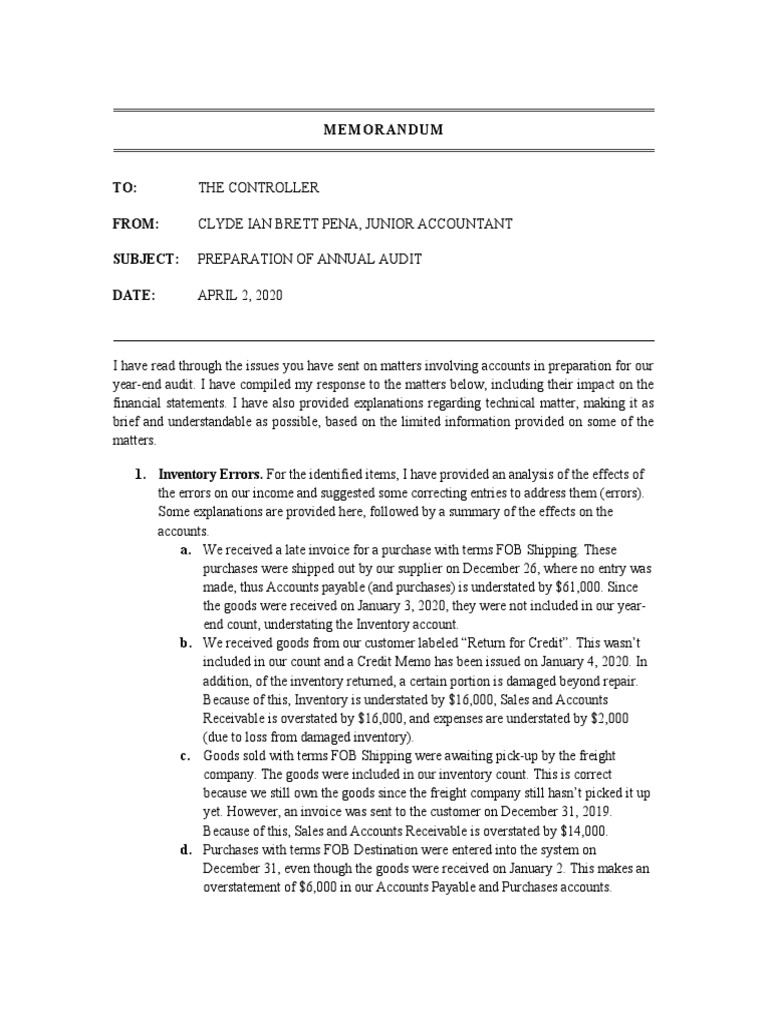 Annual Audit Preparation Guide | PDF | Inventory | Accounts Payable