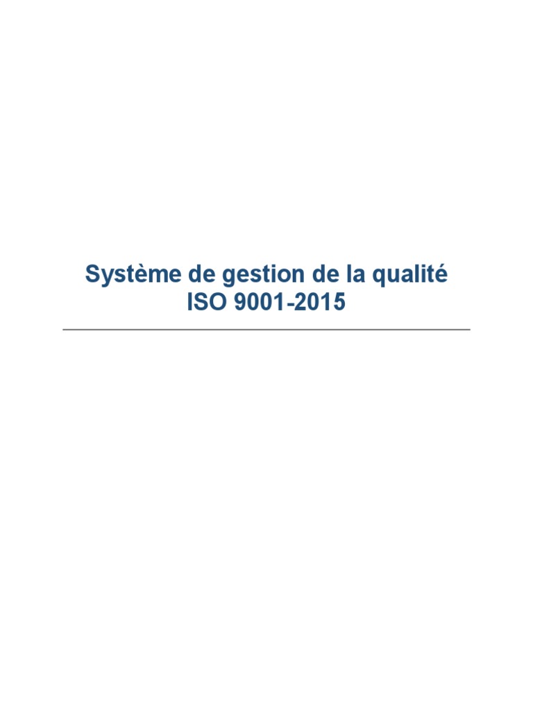 Système de gestion de la qualité ISO 9001 | PDF | Management de la ...
