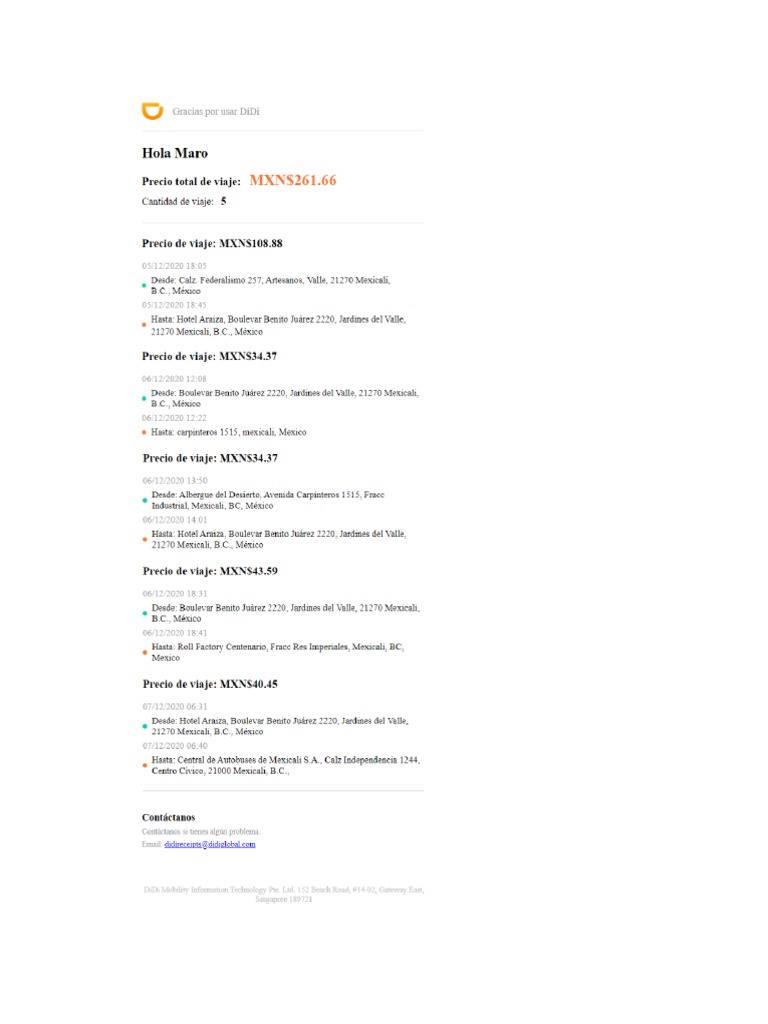 Recibo Didi | PDF