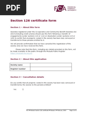 Section 126 Certificate