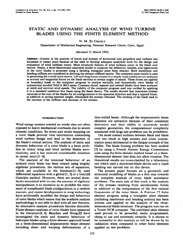 Wind Turbine Blade Analysis Methods | PDF | Airfoil | Stress (Mechanics)