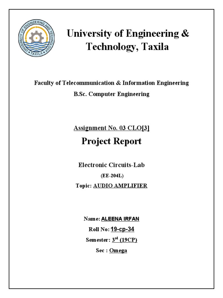 University of Engineering & Technology, Taxila: Project Report | PDF ...