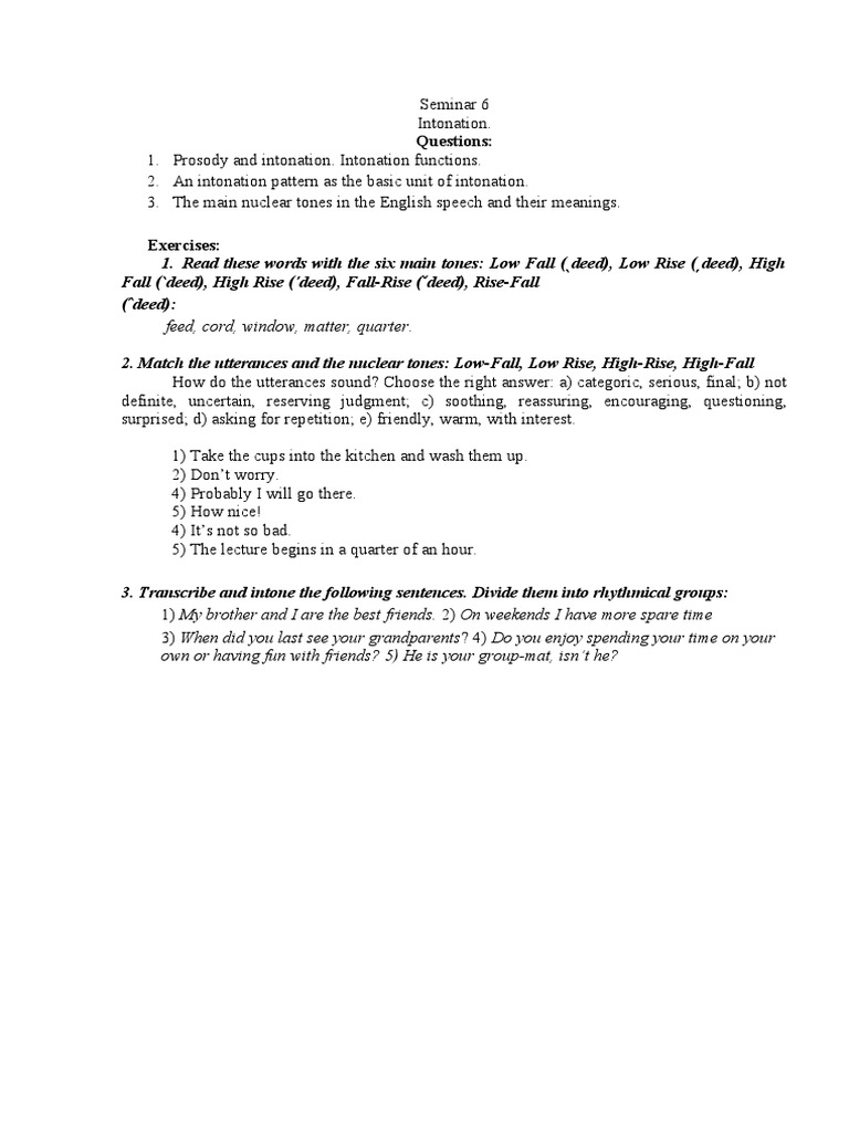 Understanding English Intonation Patterns | PDF | Language Arts ...