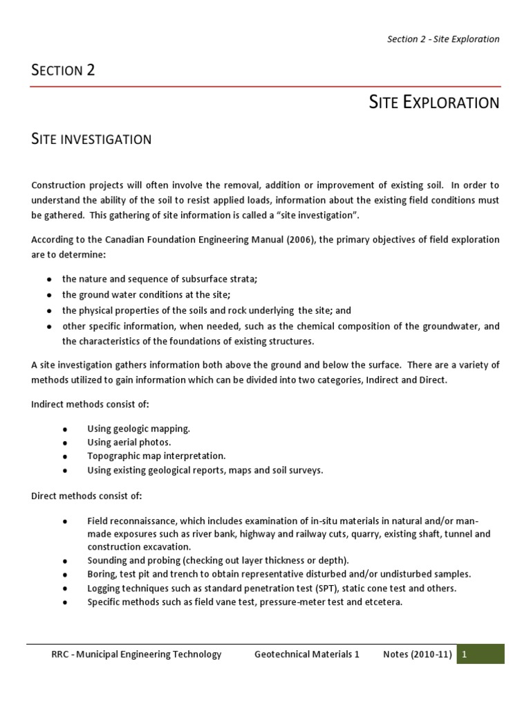 Site Investigation Methods in Geotechnics | PDF | Natural Materials ...