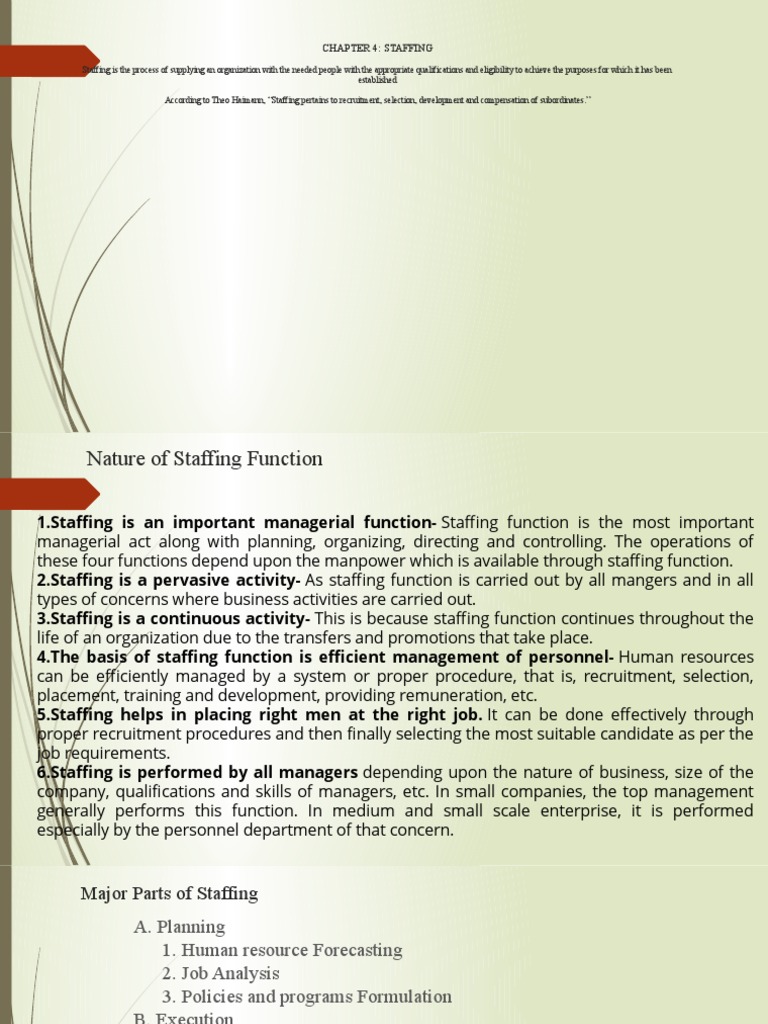 Staffing Process and Management Functions | PDF
