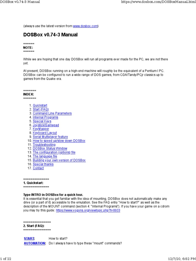 Dosbox Manual Download Free PDF Floppy Disk Dos