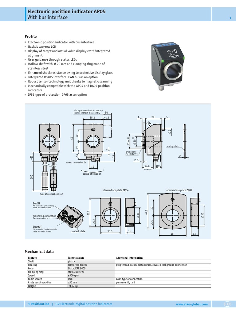 With Bus Interface Electronic Position Indicator AP05 PDF
