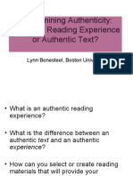 Reexamining Authenticity: Authentic Reading Experience or Authentic Text?