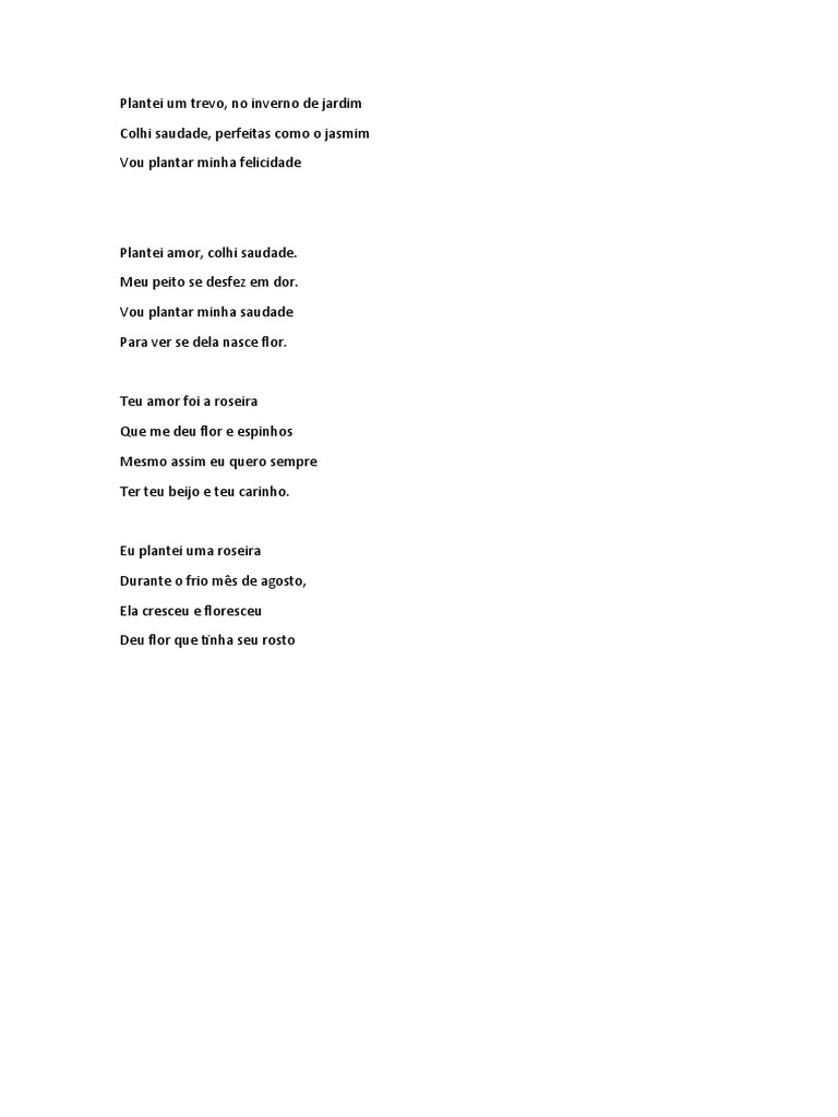 Poemas sobre amor e saudade | PDF