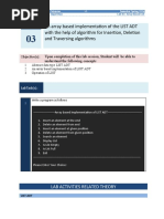 An Array Based Implementation of The LIST ADT With The Help of Algorithm For Insertion, Deletion and Traversing Algorithms