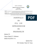 Portfolio SA FIL 108 Introduksyon SA Pagsasalin